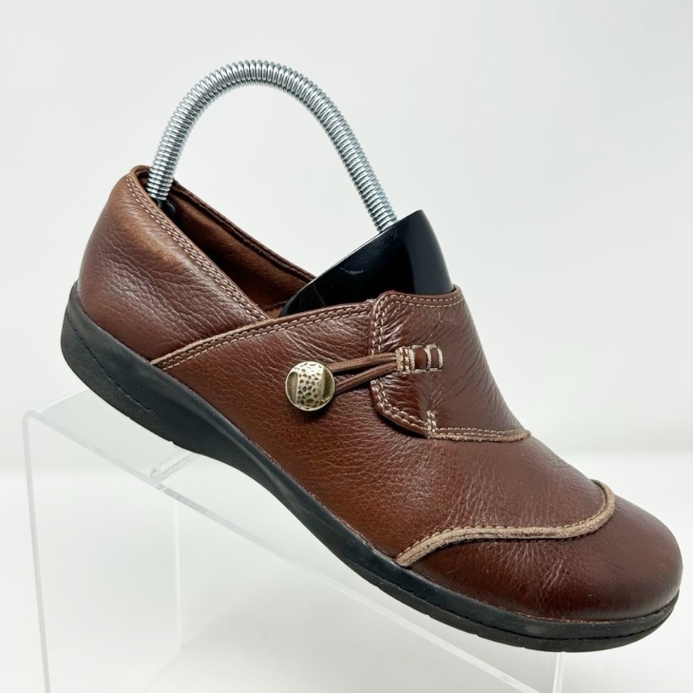 Clarks Cheyn Misha Cushion Soft Brown Leather Comfort Loafer Flats Size 8.5